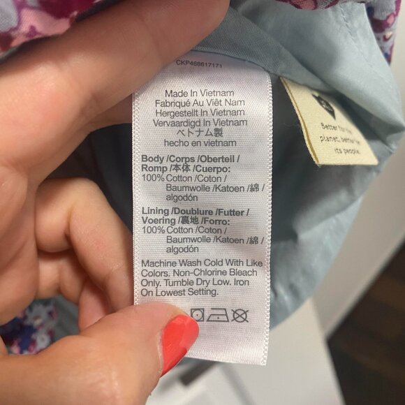 NWT Madewell Floral Puff Sleeves Tiered Cotton Dress with Pockets Size 8 - Picture 5 of 9